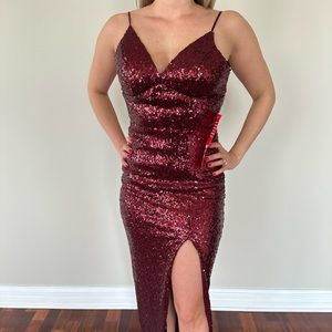 Maroon Sparkle Ball Gown